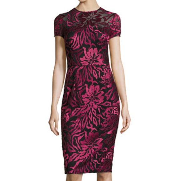 David Meister Dresses & Skirts - David Meister Burgundy Embroidered Sheath Dress 10